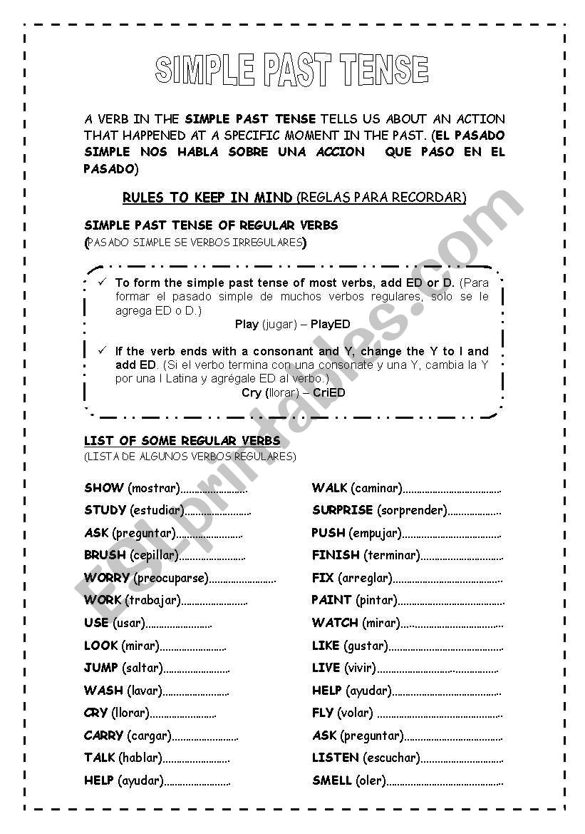 SIMPLE PAST  worksheet