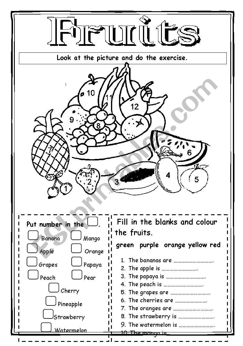 Fruits worksheet