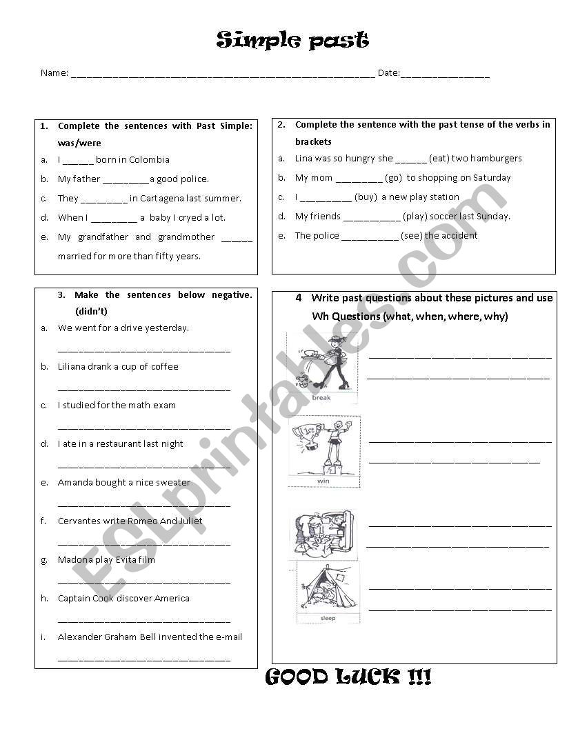 Simple past worksheet