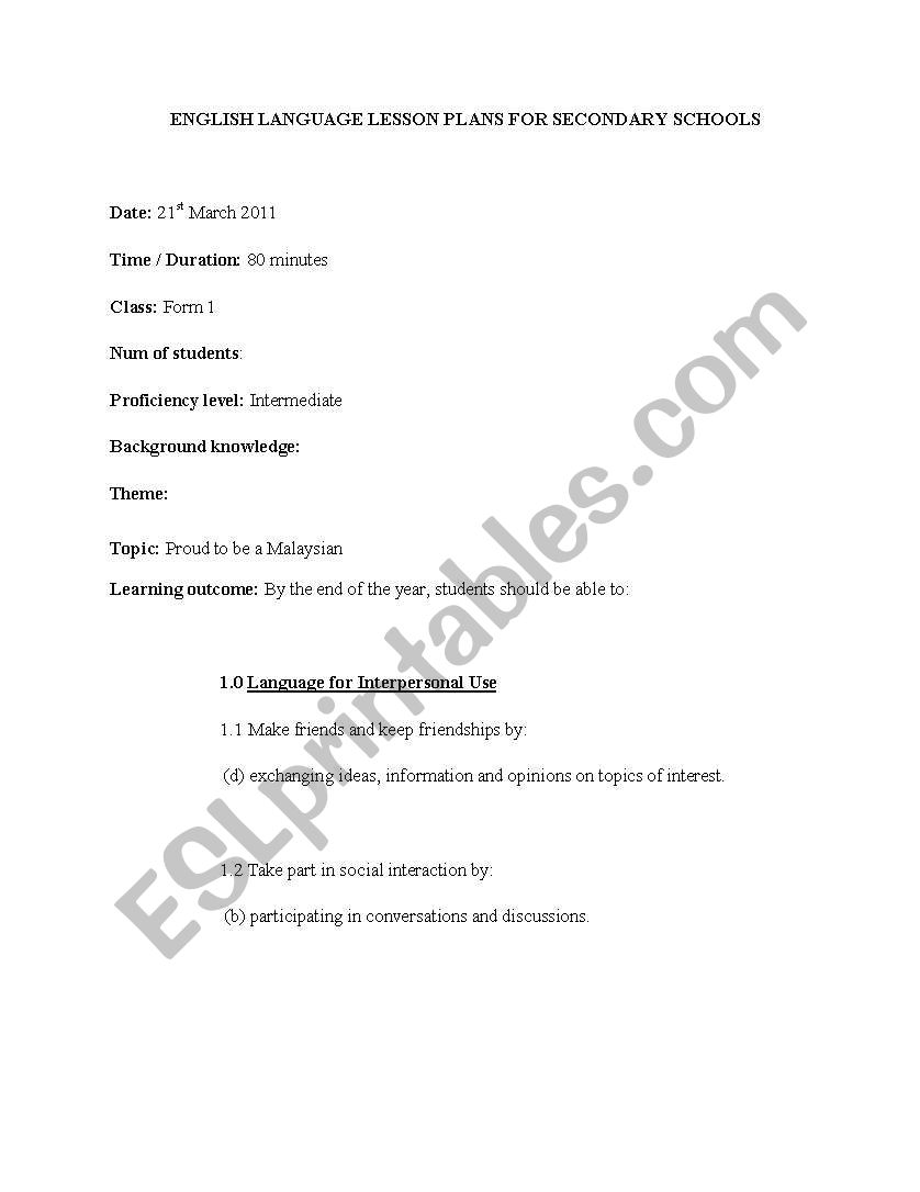 lesson plan worksheet