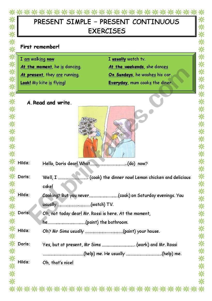 Present Simple-Continuous worksheet