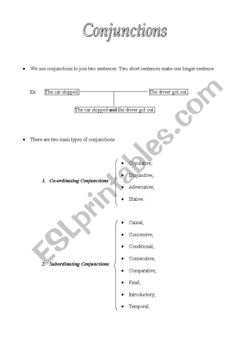 english-worksheets-conjunctions