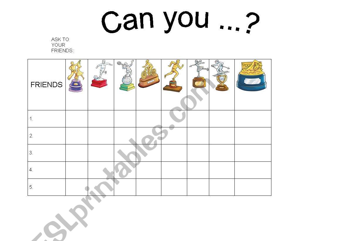 CAN YOU...? worksheet
