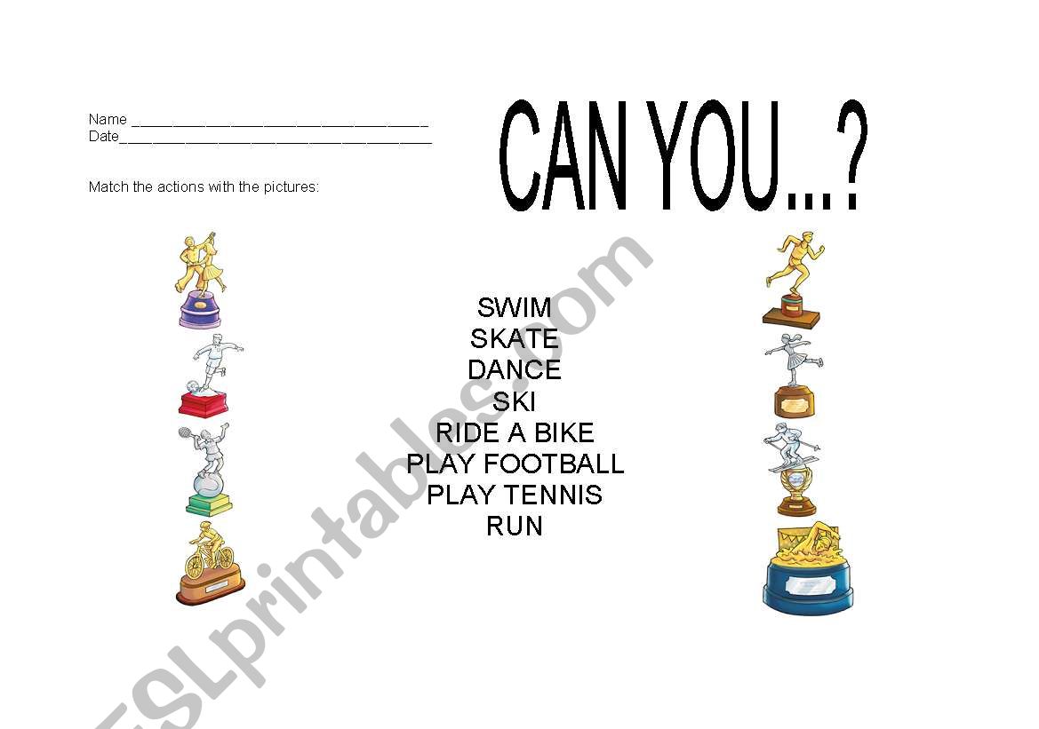 CAN YOU ...? 1 worksheet