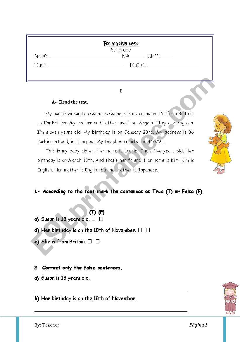 Susan Lee worksheet