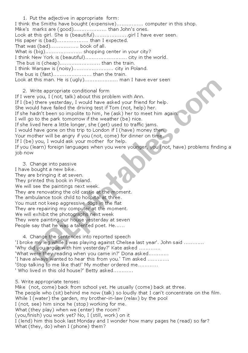 grammar mix worksheet