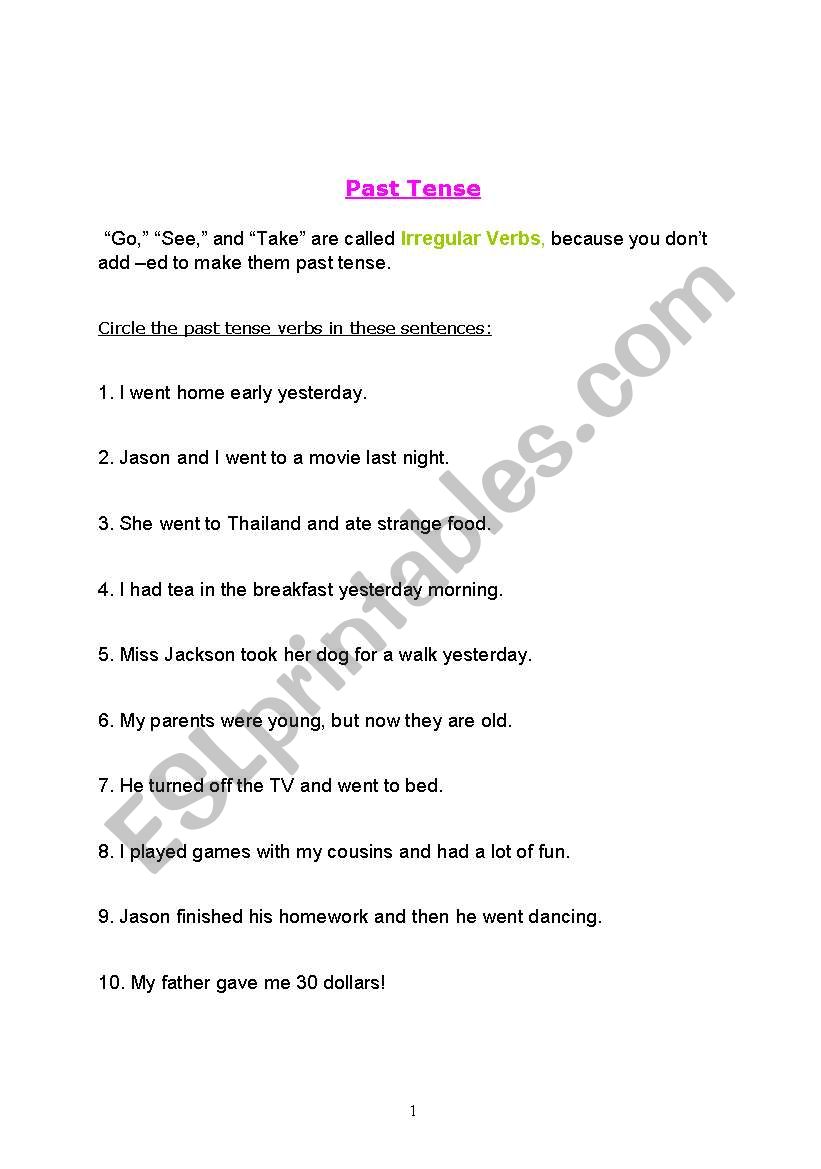 simple past tense worksheet