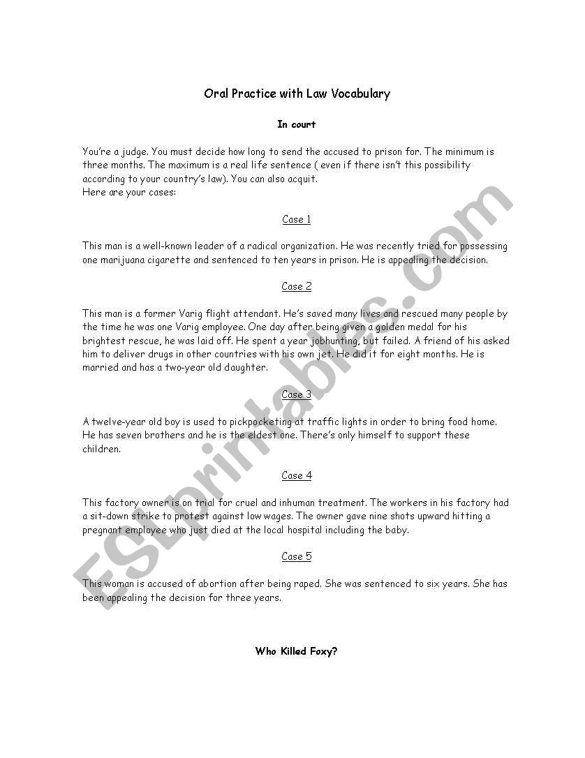 Speaking out worksheet