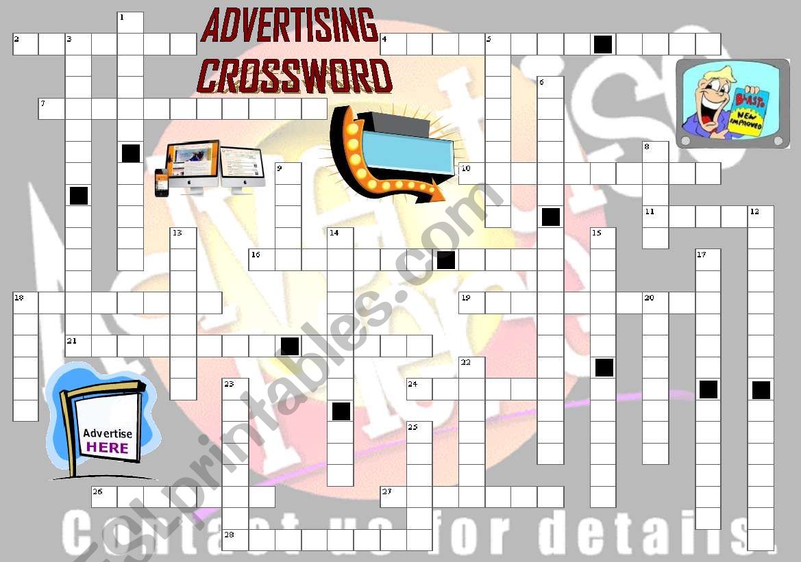 Advertising crosswords worksheet