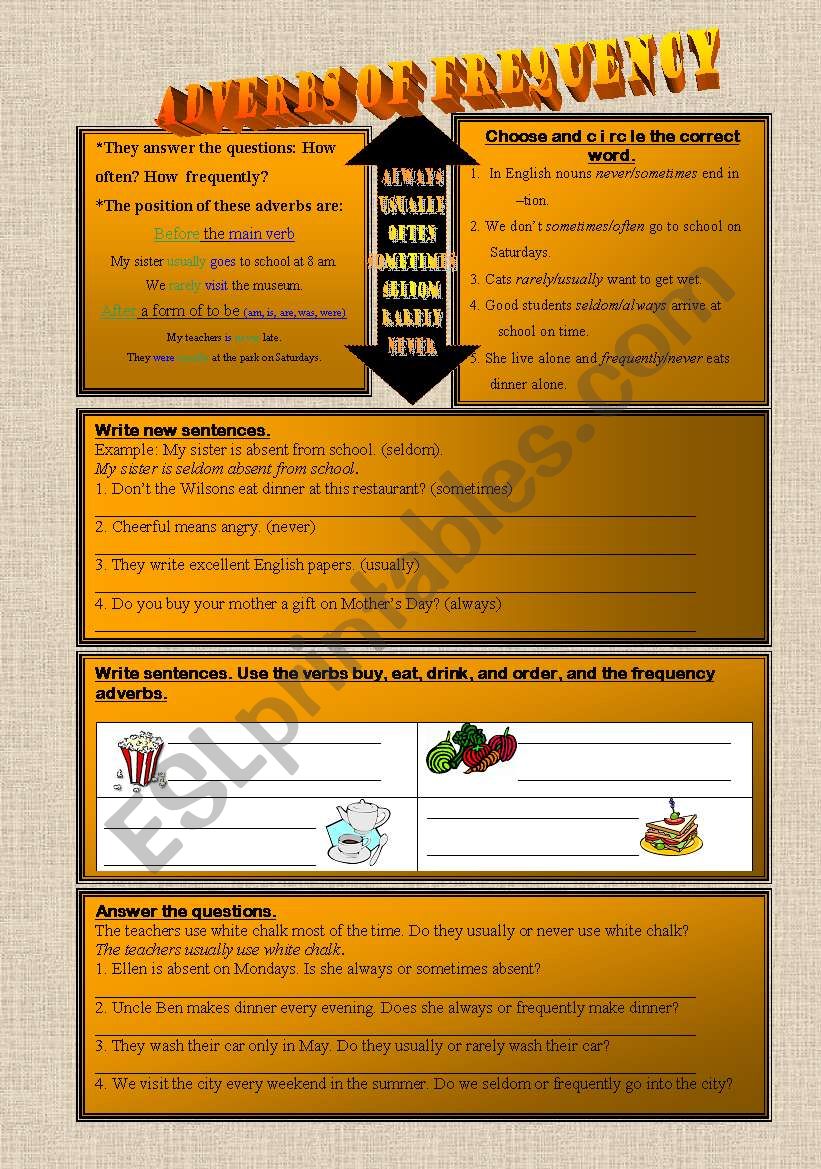 Adverbs of frequency  worksheet