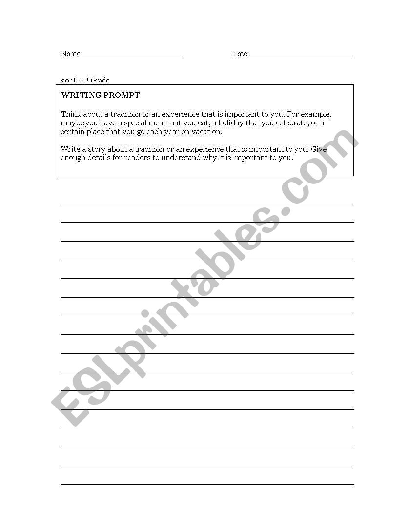 4th Grade Writing Prompt worksheet