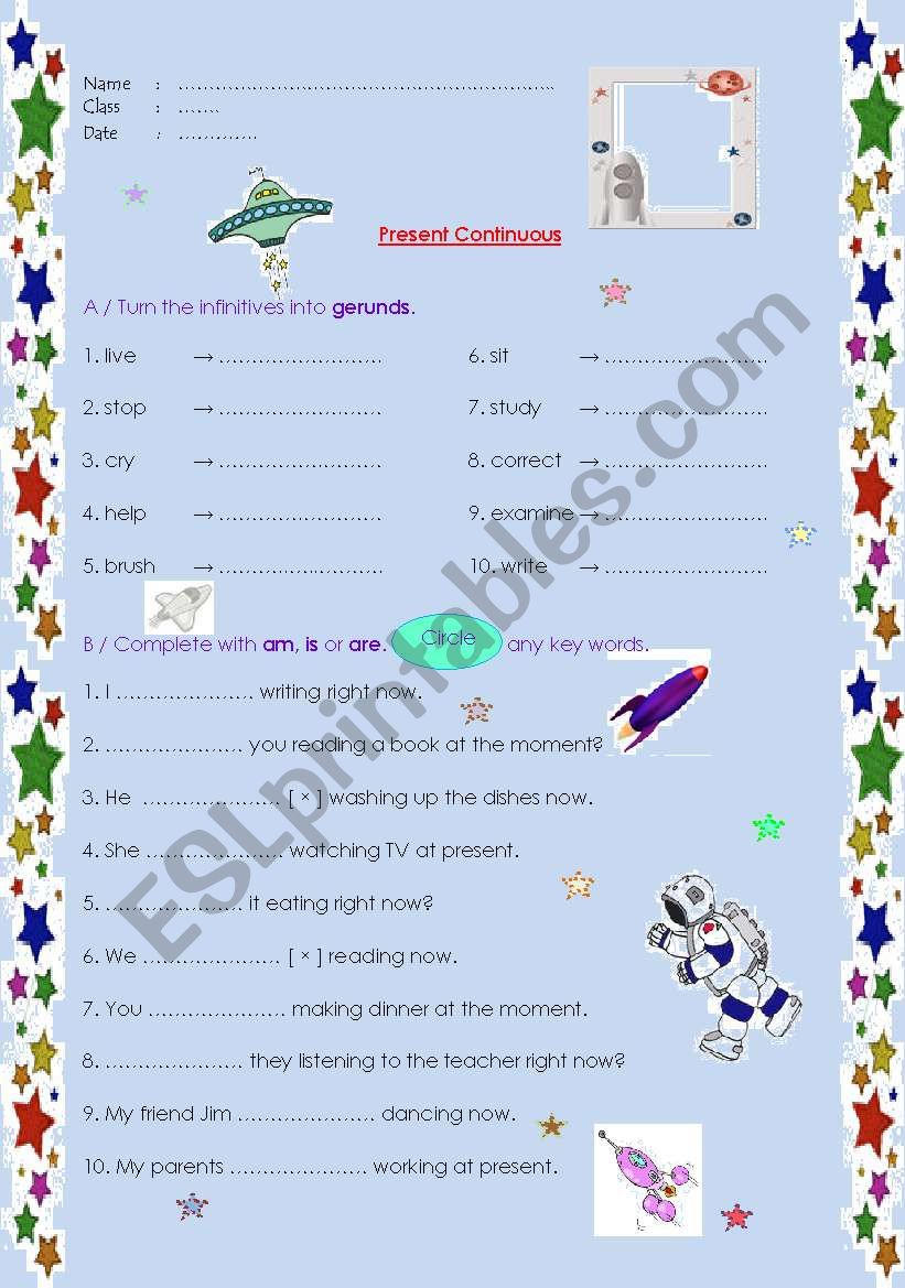 Present Continuous worksheet