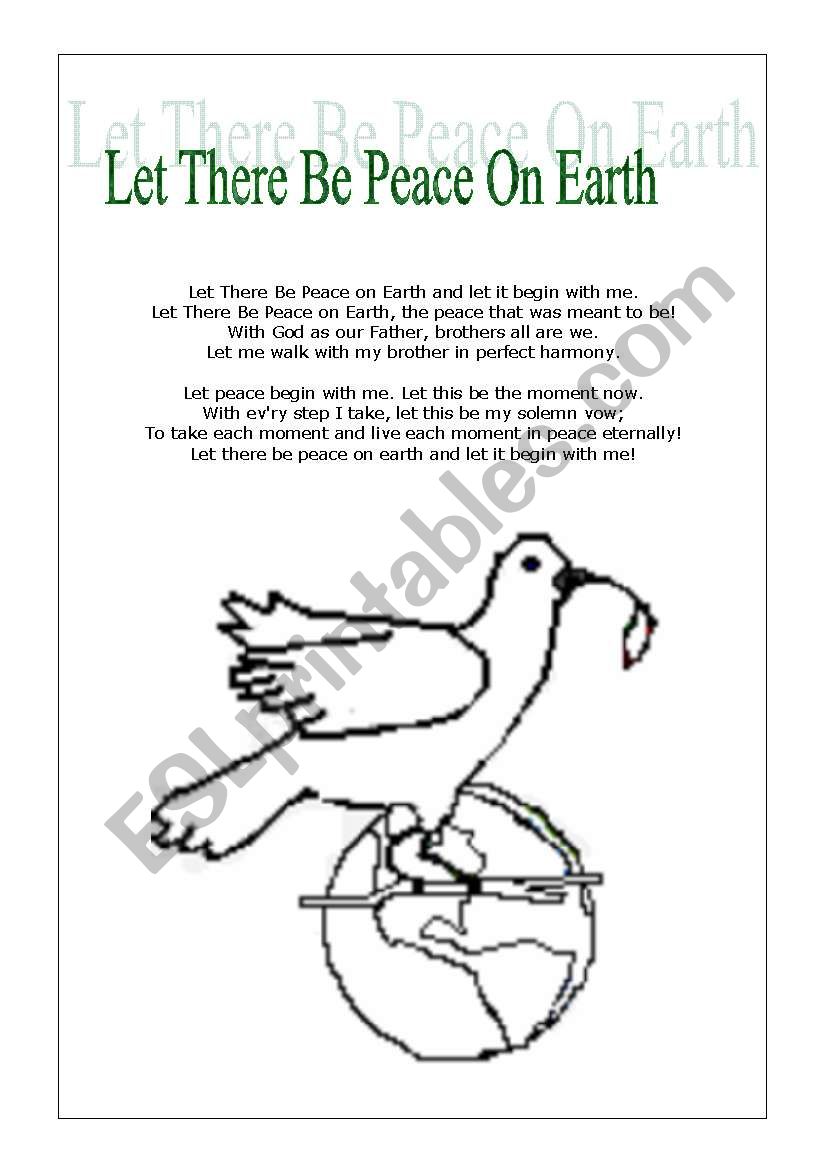 Let there be peace on earth  worksheet