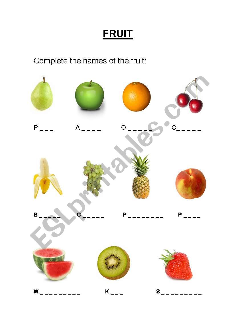 Fruit worksheet