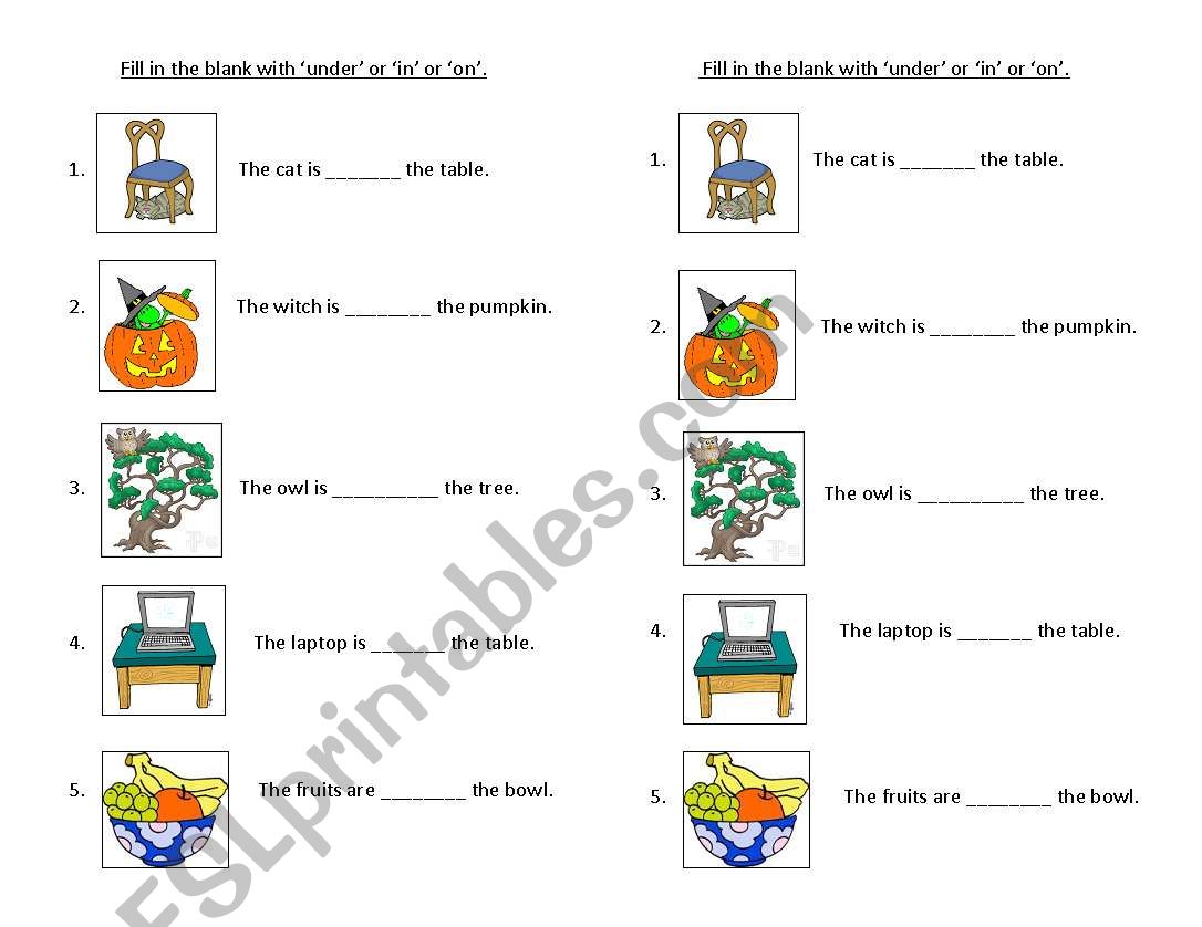 preposition worksheet