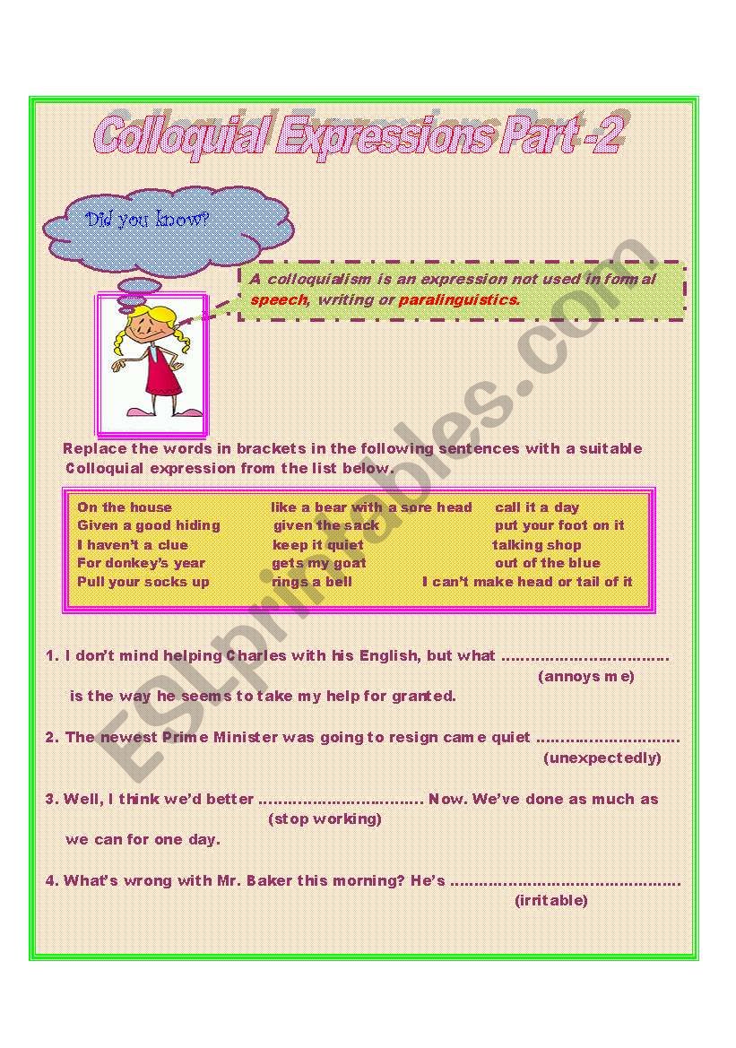 english-worksheets-colloquial-responses