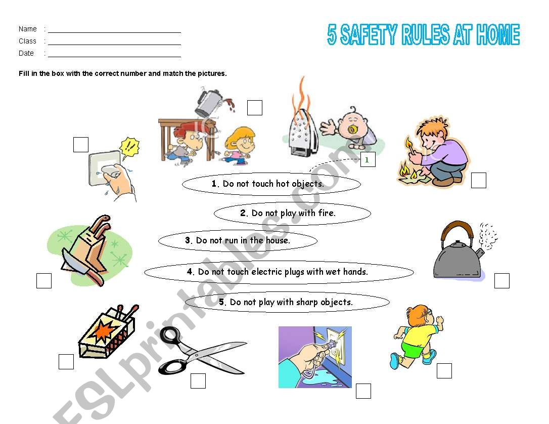 Safety Rules at Home worksheet