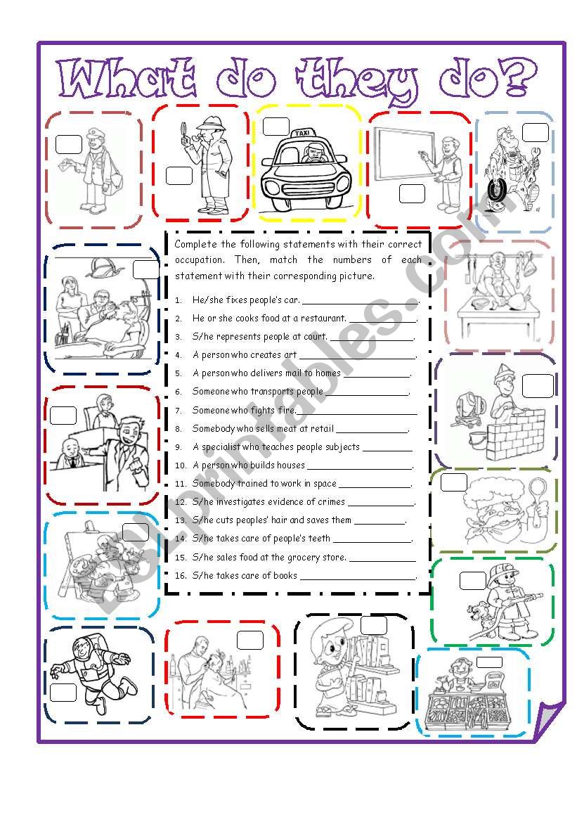 Occupations worksheet