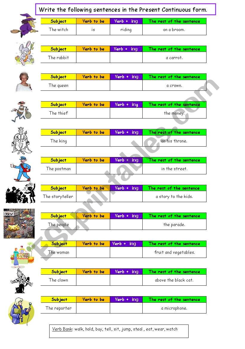 Present Continuous worksheet