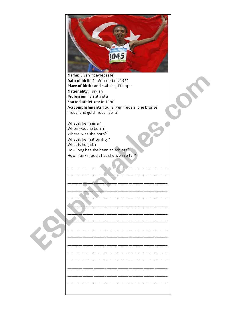 LIFE STORY OF A FAMOUS PERSON worksheet