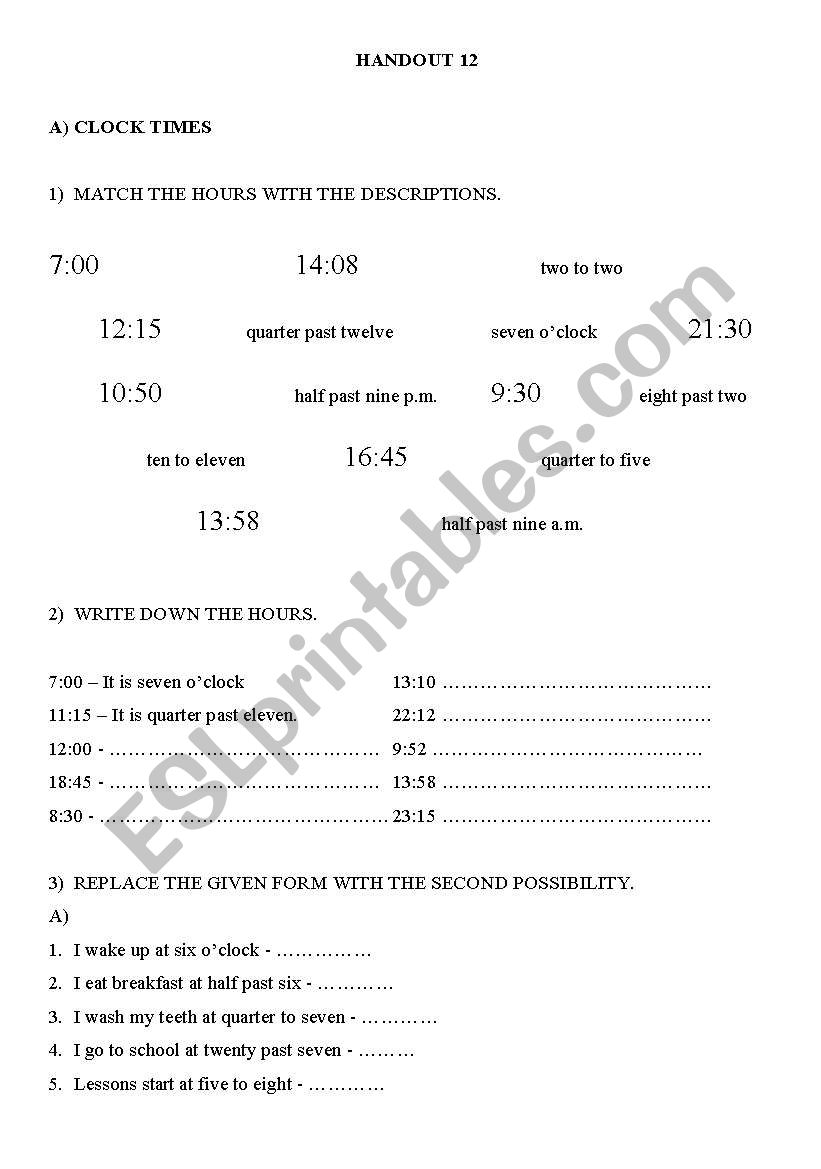 Whats the time? worksheet