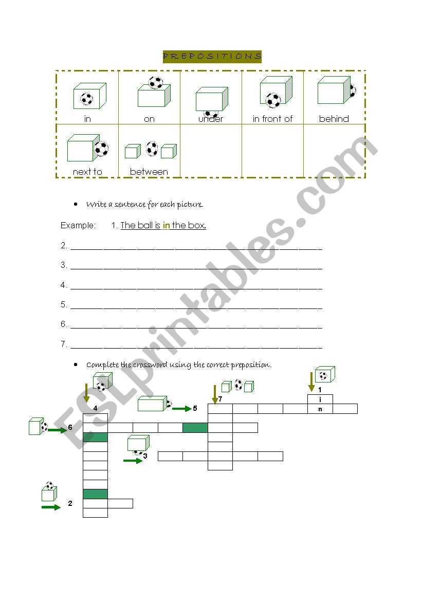 Prepositions worksheet