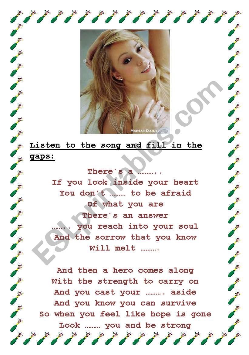 a song hero worksheet