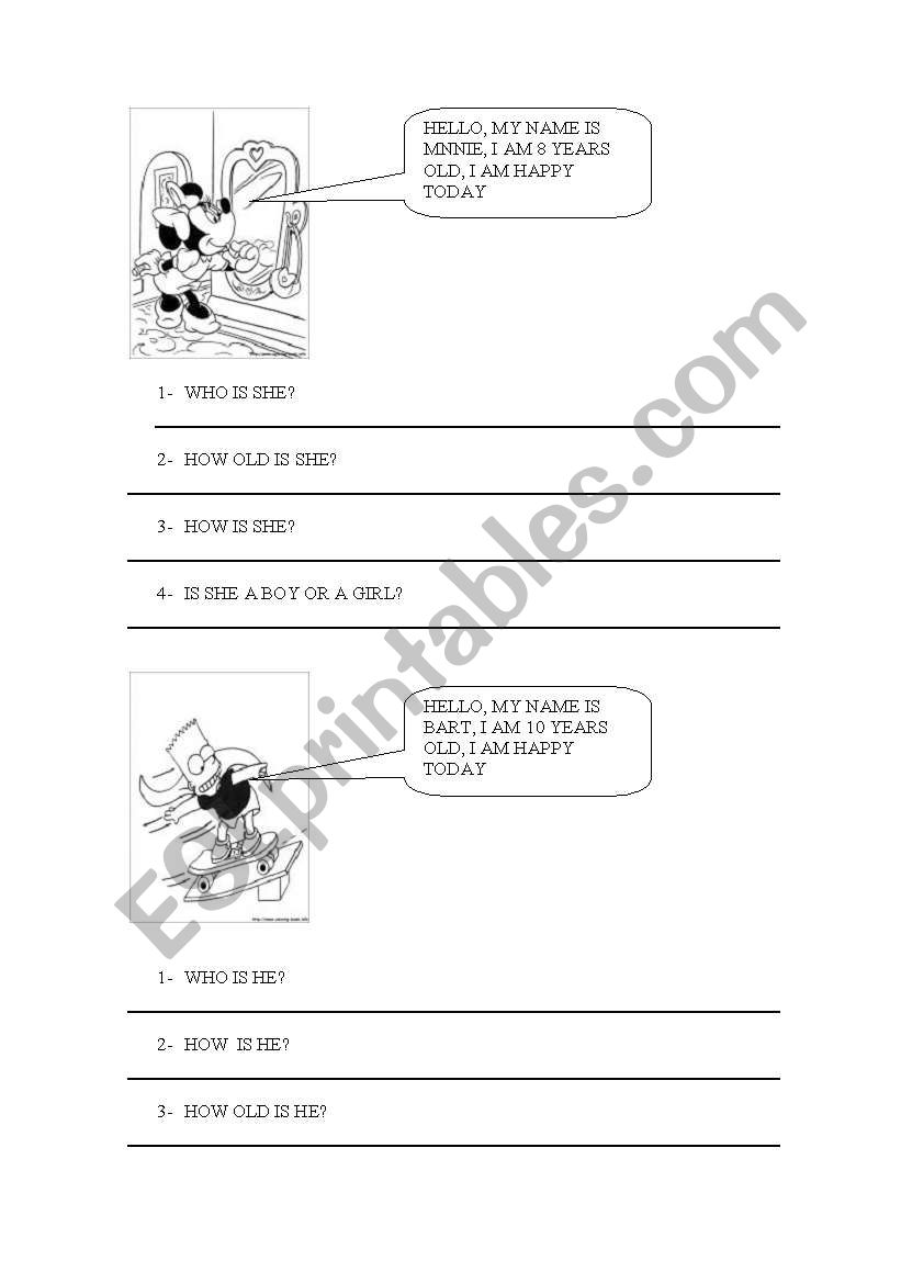 Questionaire worksheet