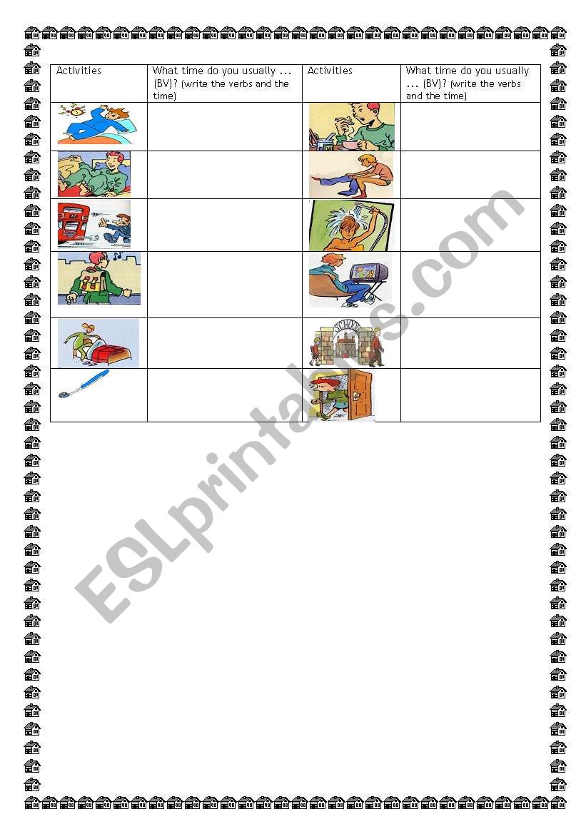 pairwork daily routine worksheet