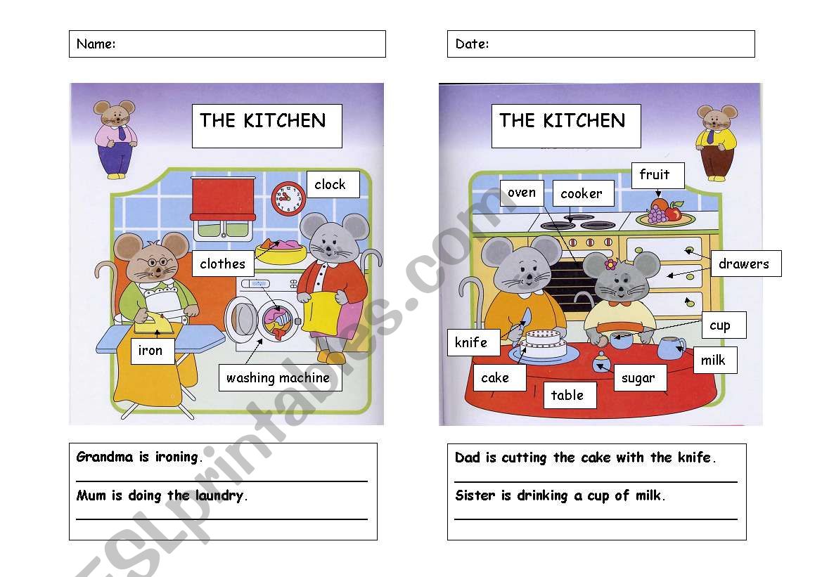 Works in the kitchen worksheet