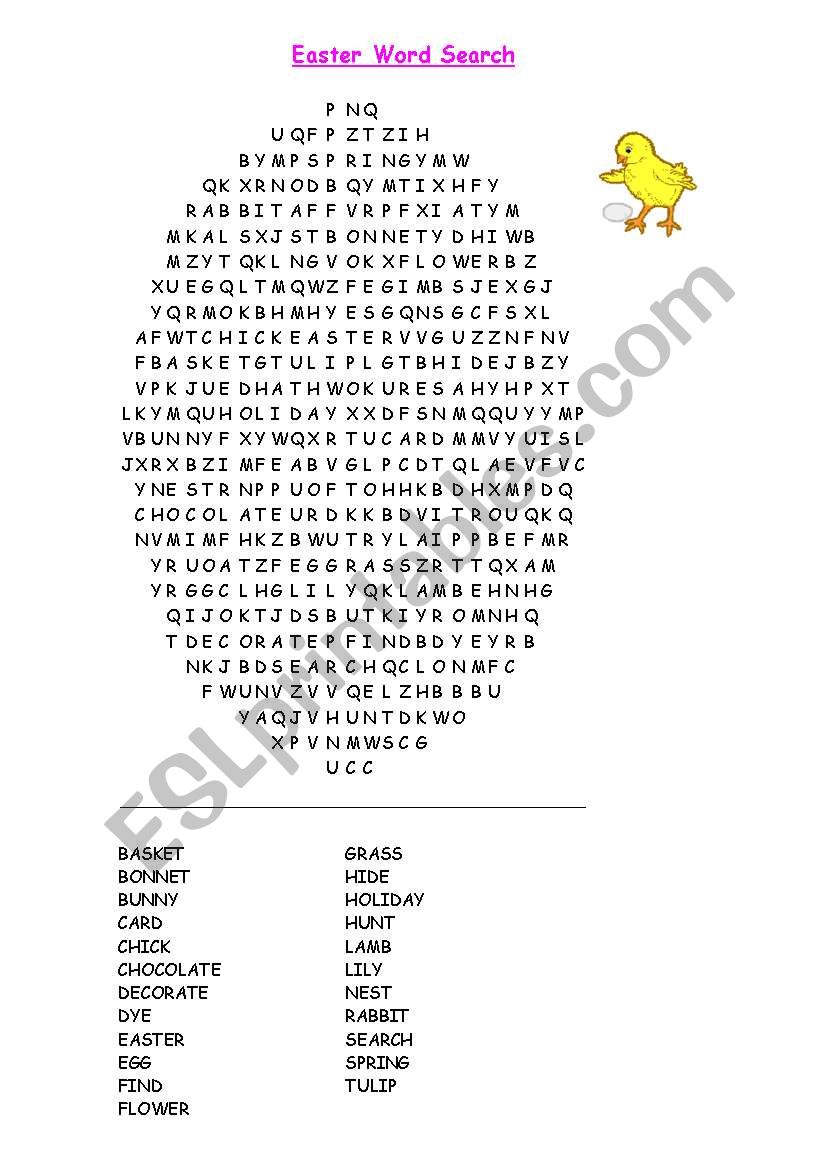 Easter Word Search worksheet