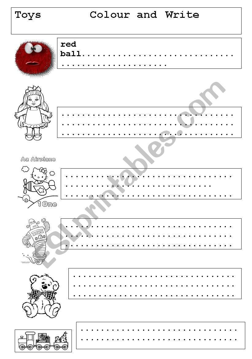 toys and colours worksheet