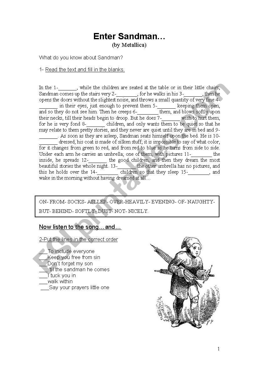 Enter Sandman Activity! worksheet