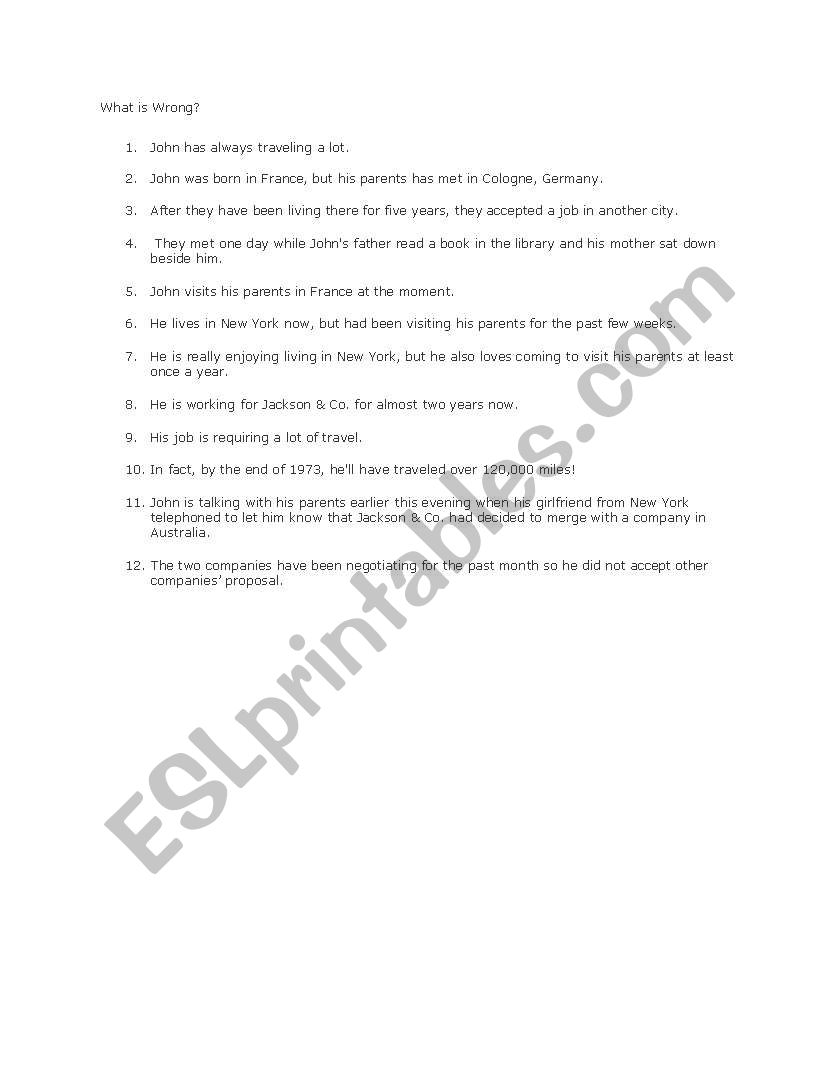 What is wrong? worksheet