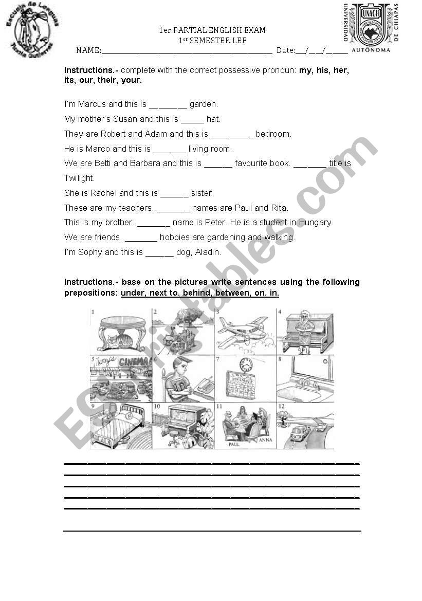 exam worksheet