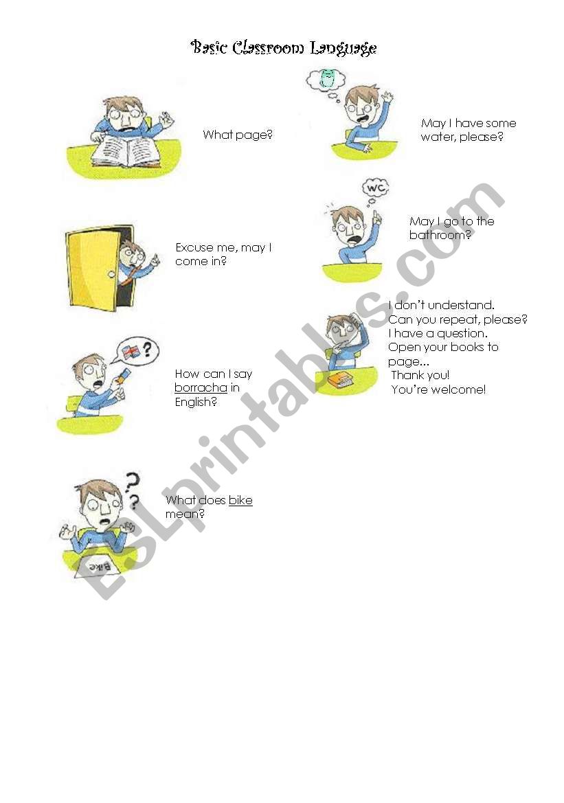 Basic Classroom Language worksheet