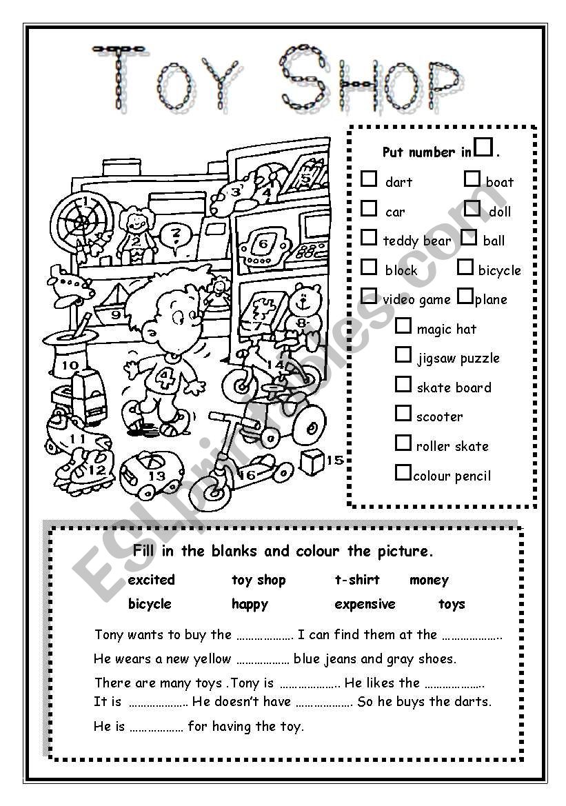 Toy Shop worksheet