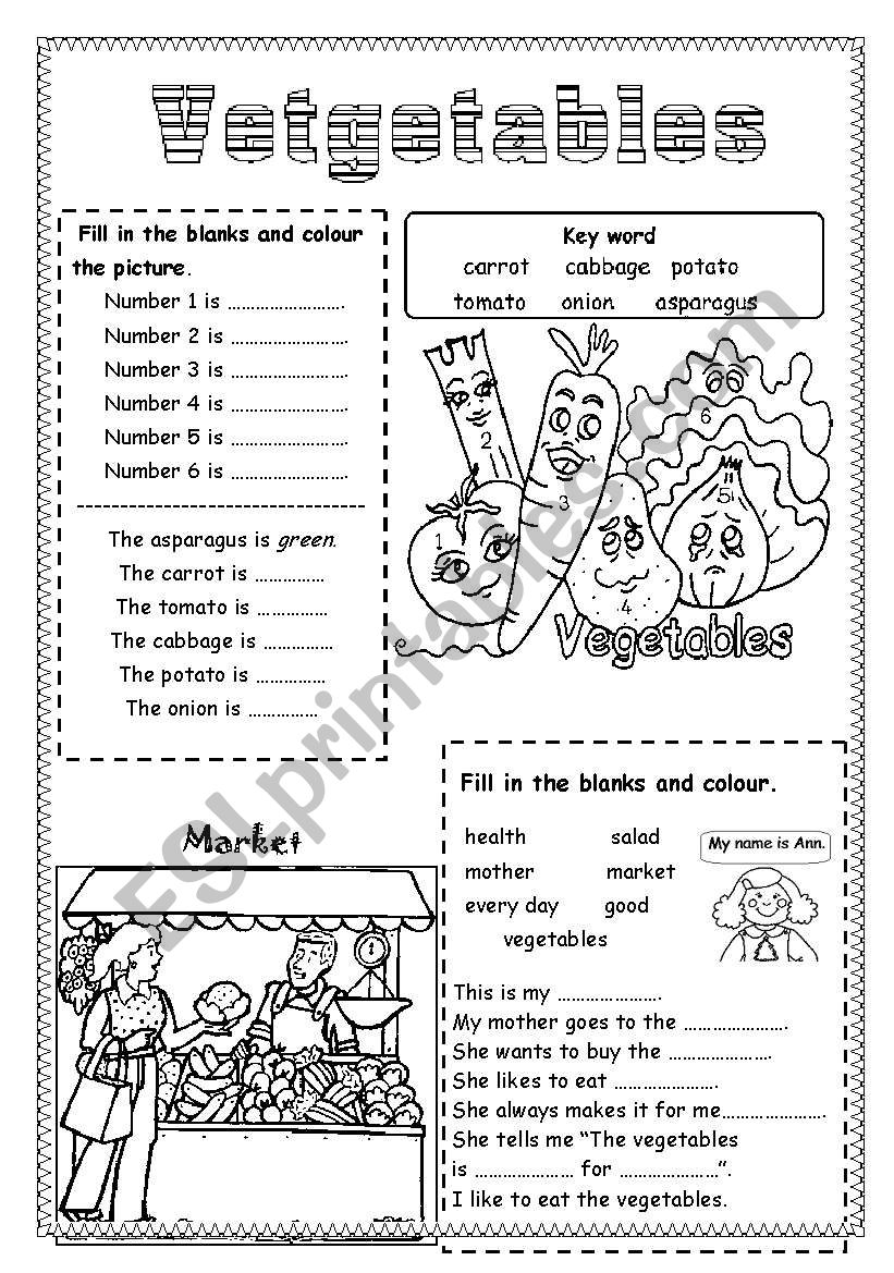 Vegetables worksheet