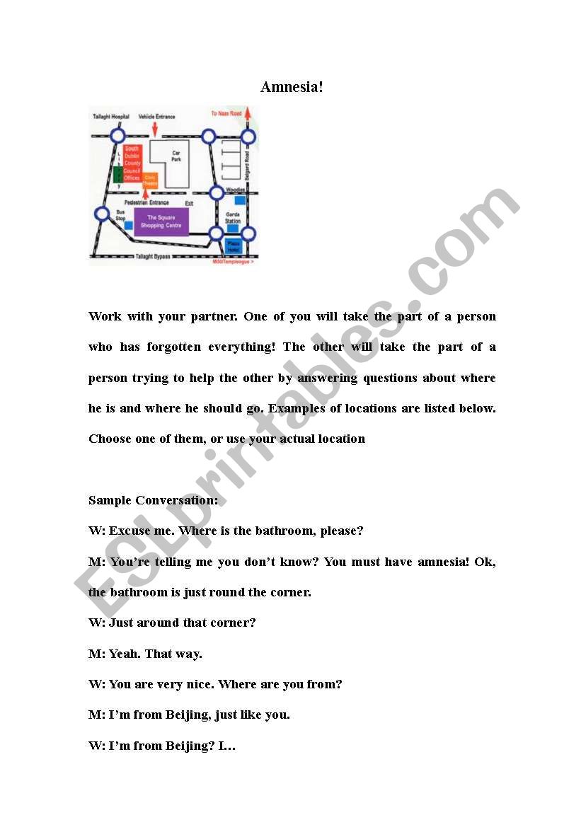 Giving Directions worksheet