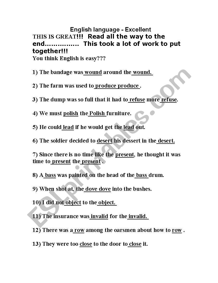 Tricky English worksheet