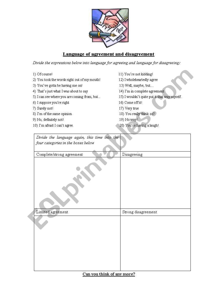 Language of Agreement & Disagreement