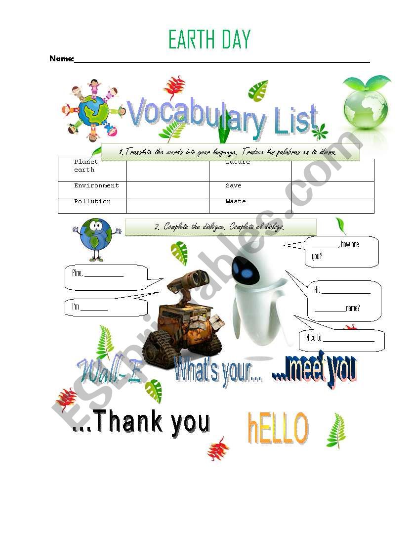 Greetins - Earth Day worksheet