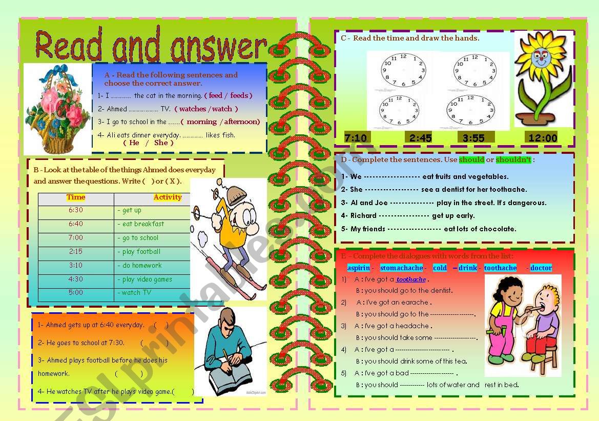 Read and answer worksheet