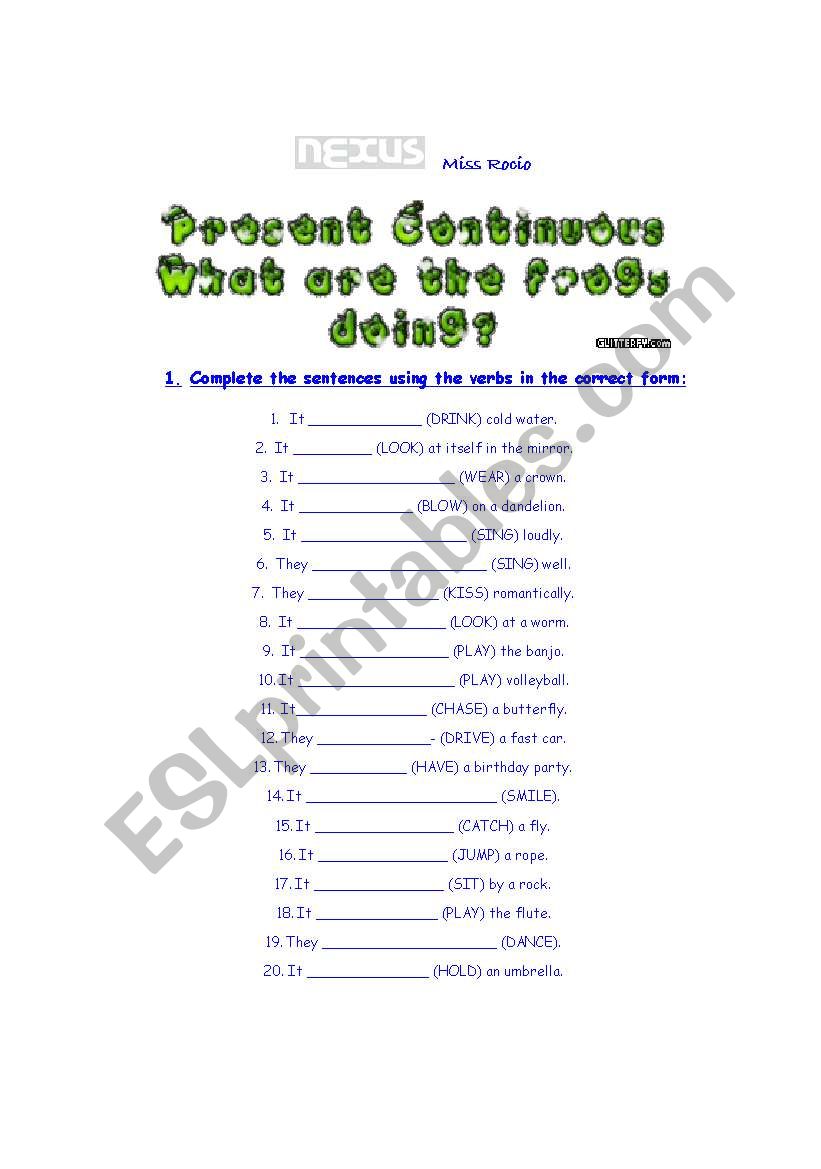 present continuous worksheet