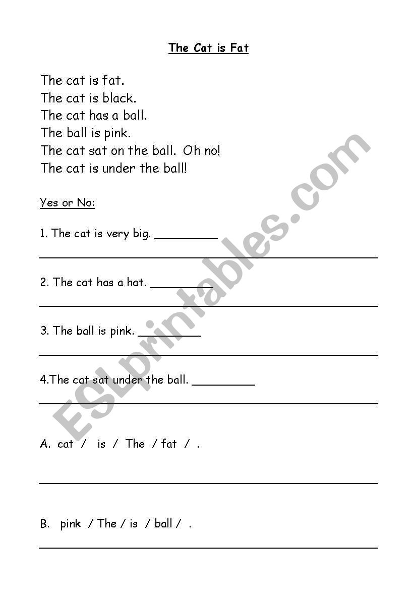 Fat Cat worksheet