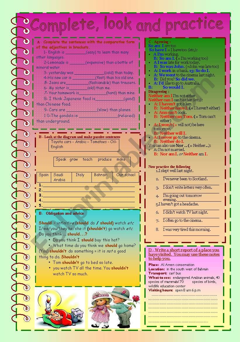 Reading worksheet