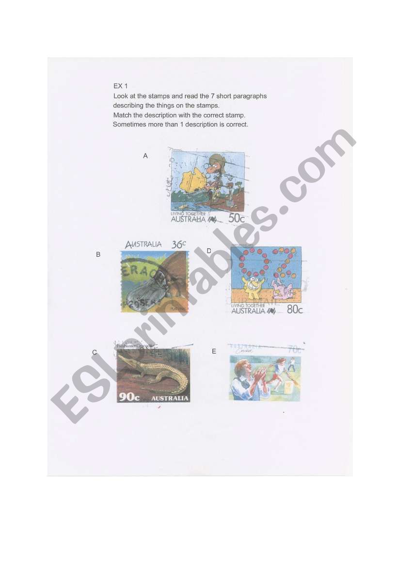 Talking Stamps- Australia worksheet