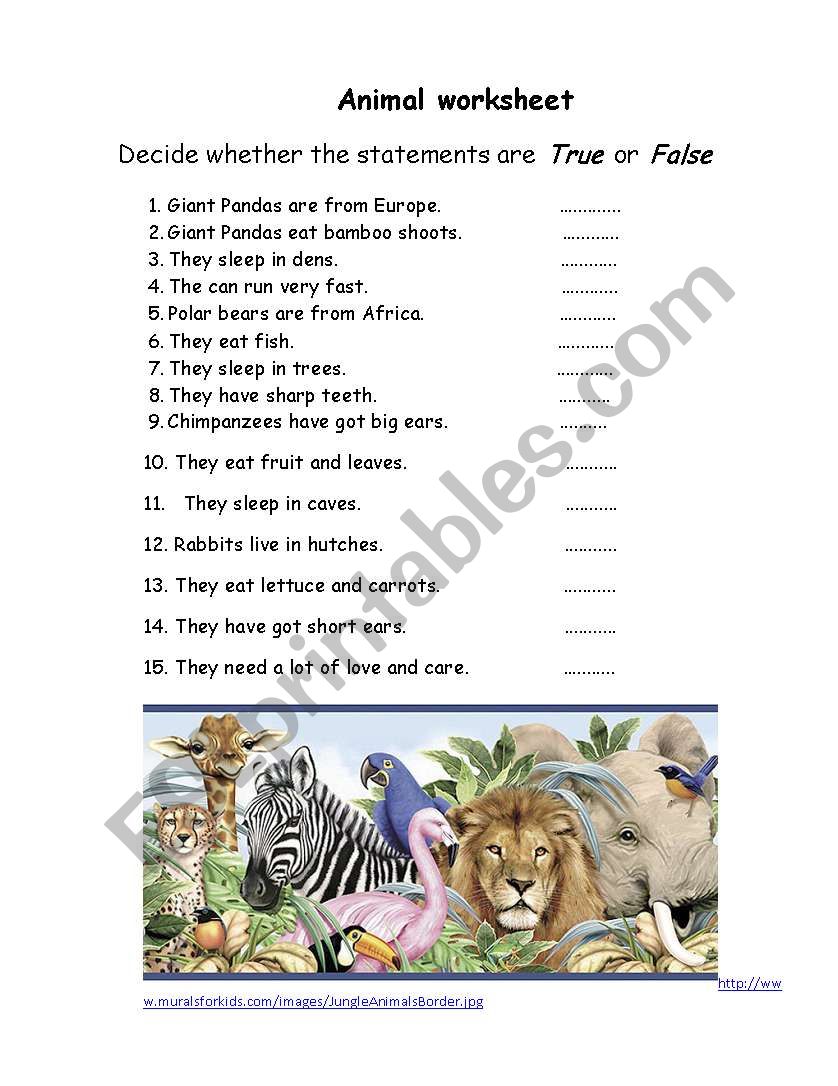 Wild Animals worksheet