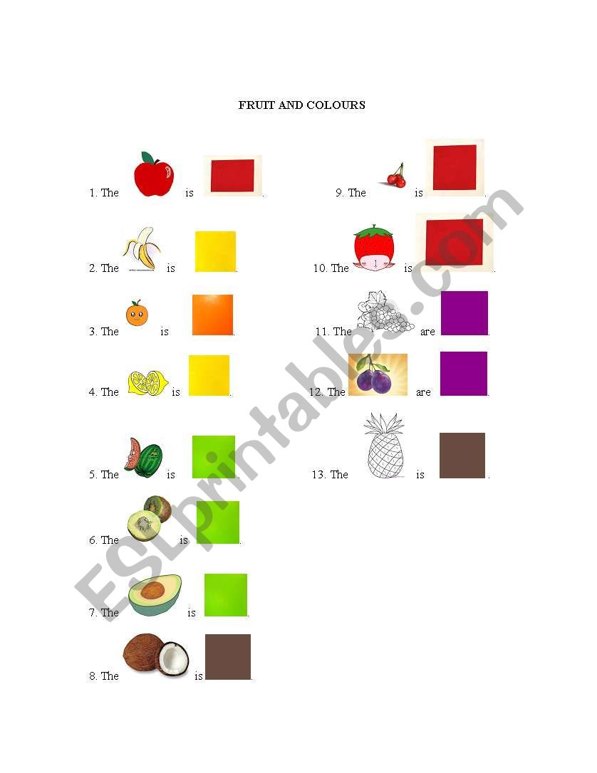 Fruits and Colors worksheet