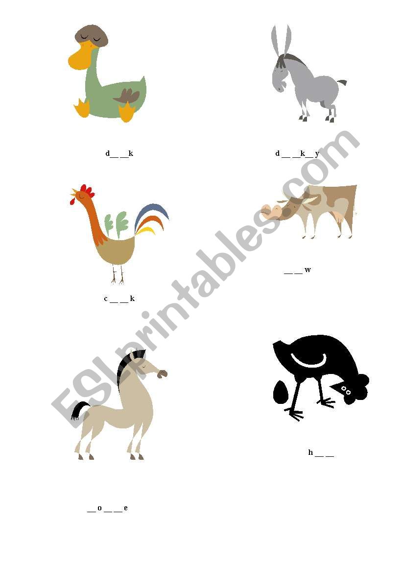 Animals worksheet